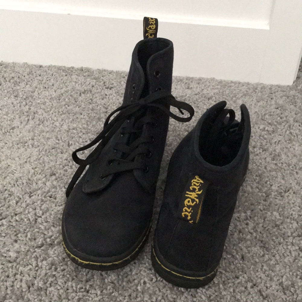 Black lace up high top sneaker
